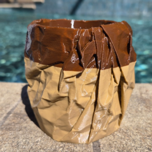 Crumpled Paper Bag Planter (Round)